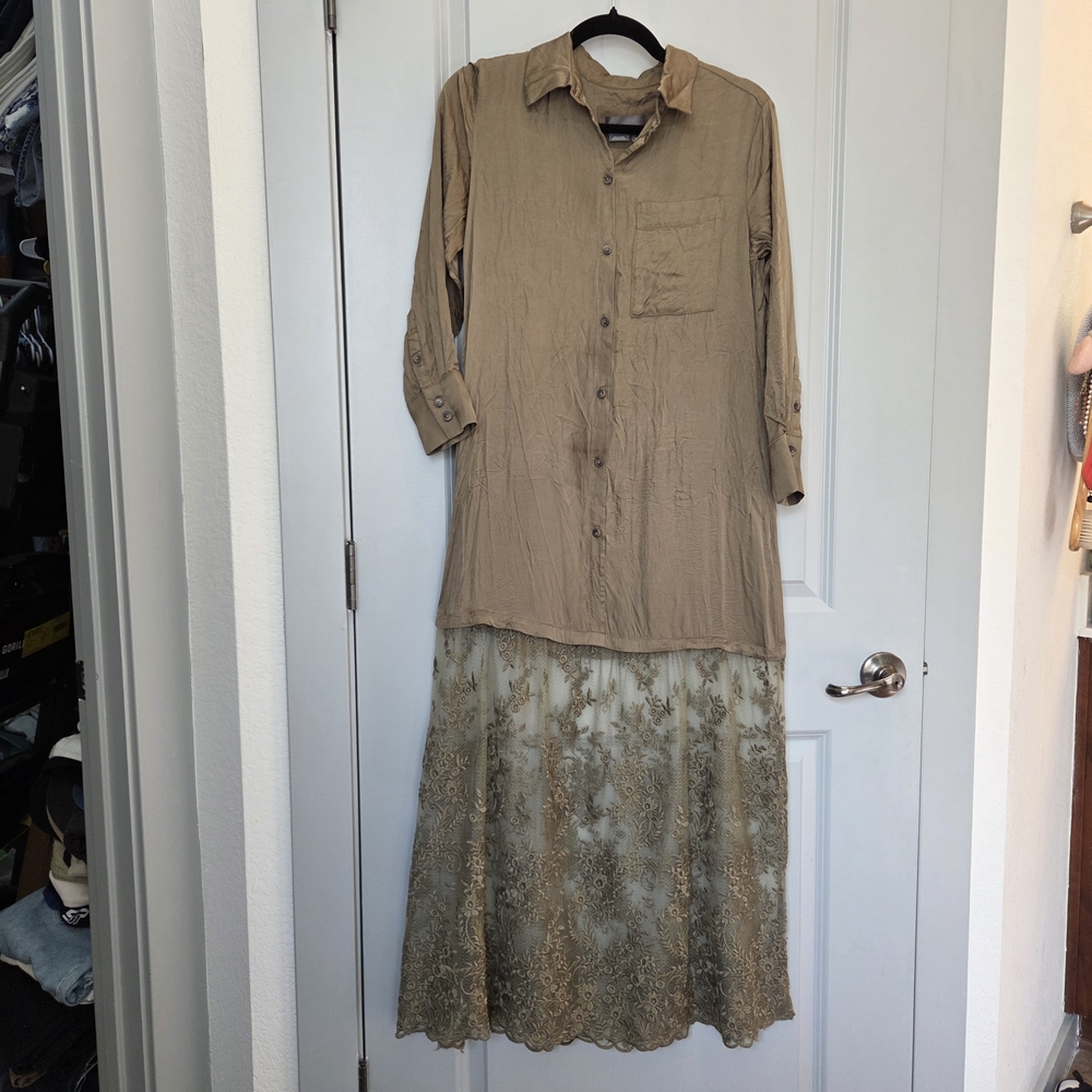 By Anthro Collared Lace Dress